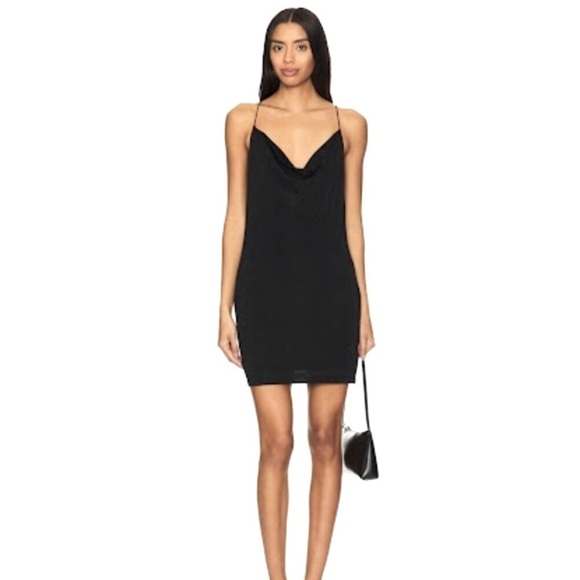 525 Cowl Neck Lurex Black Mini Dress NWT size Medium Short - Picture 2 of 9